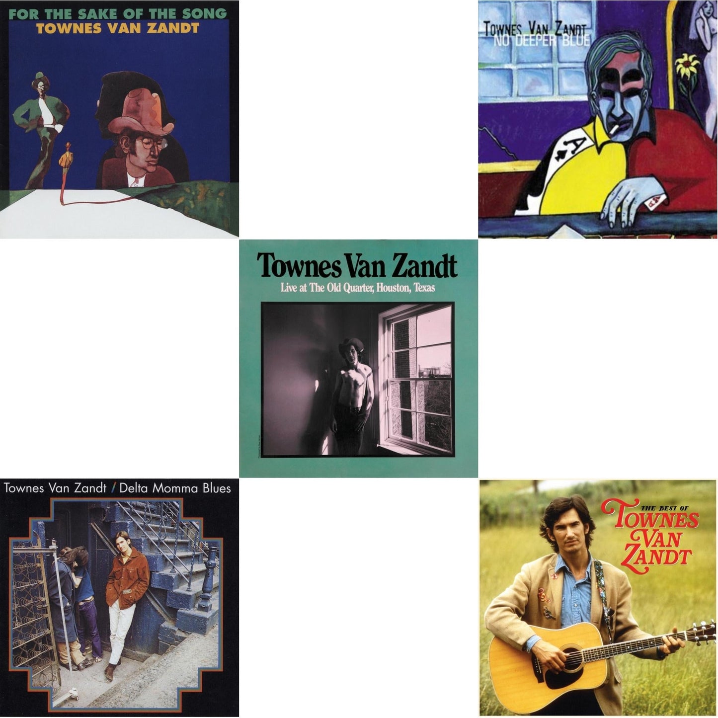Townes Van Zandt - For The Sake Of The Song & Delta Momma Blues & Live At The Old Quarter Houston Texas & No Deeper Blue & Best Of Townes Van Zandt - LP Vinyl Bundle