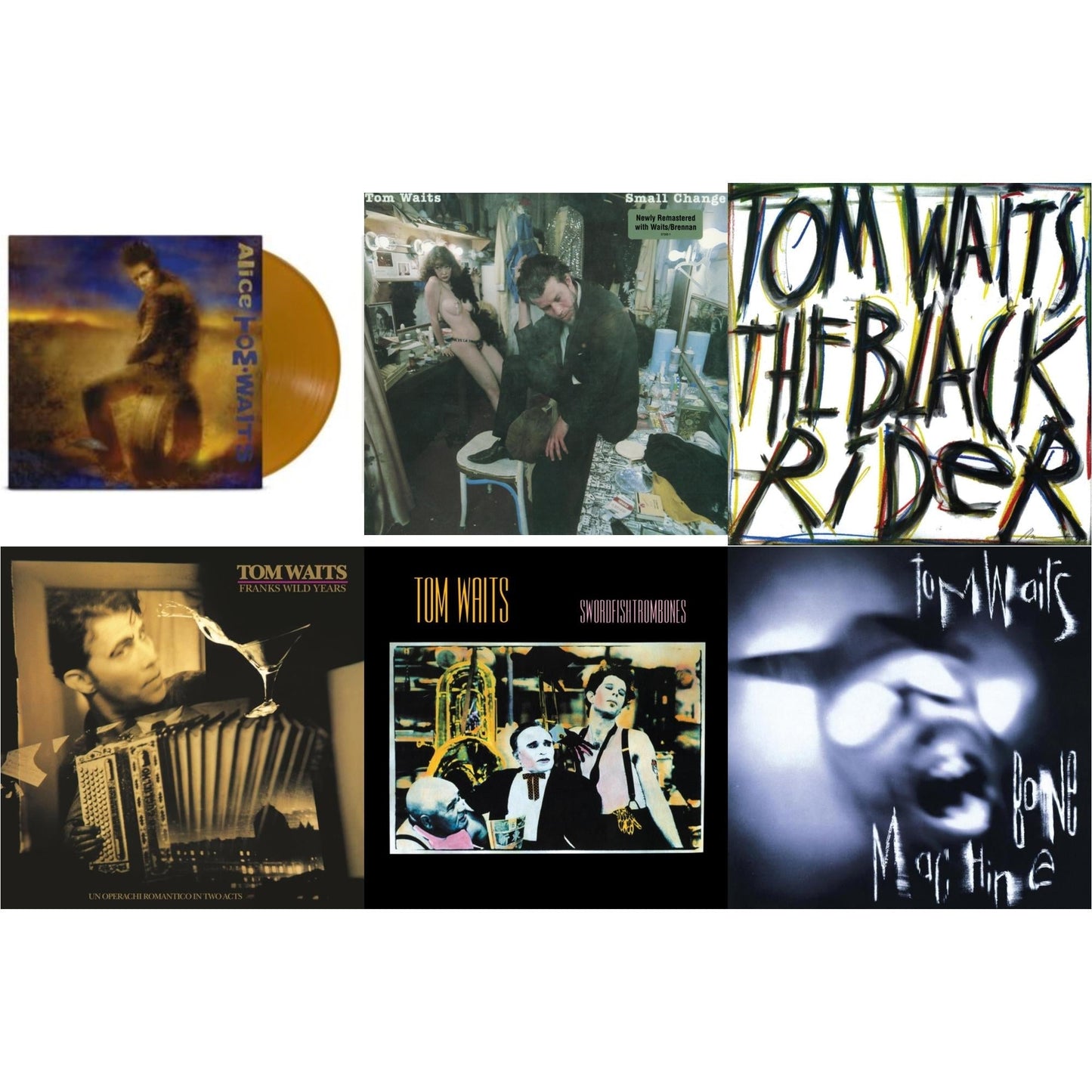 Tom Waits - Alice & Small Change (2017 Remaster) & Black Rider (Remaster) & Frank's Wild Years (Remaster) & Swordfishtrombones (Remaster) & Bone Machine (Remaster) - LP Vinyl Bundle