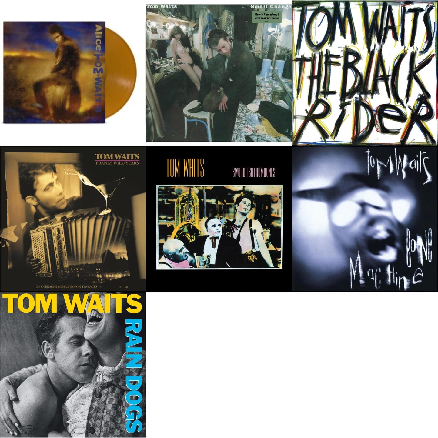 Tom Waits - Alice & Small Change (2017 Remaster) & Black Rider (Remaster) & Frank's Wild Years (Remaster) & Swordfishtrombones (Remaster) & Bone Machine (Remaster) & Rain Dogs (Remaster) - LP Vinyl Bundle
