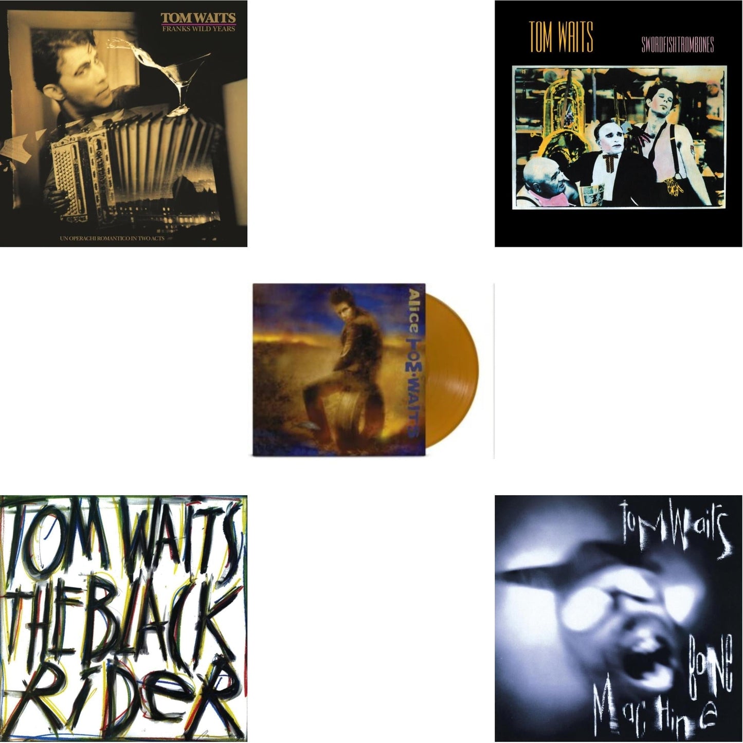 Tom Waits - Frank's Wild Years (Remaster) & Black Rider (Remaster) & Alice & Swordfishtrombones (Remaster) & Bone Machine (Remaster) - LP Vinyl Bundle