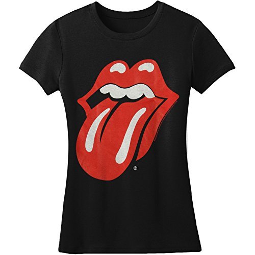 The Rolling Stones Rolling Stones Classic Tongue Girls Jr Black Mens T Shirt Officially Licensed