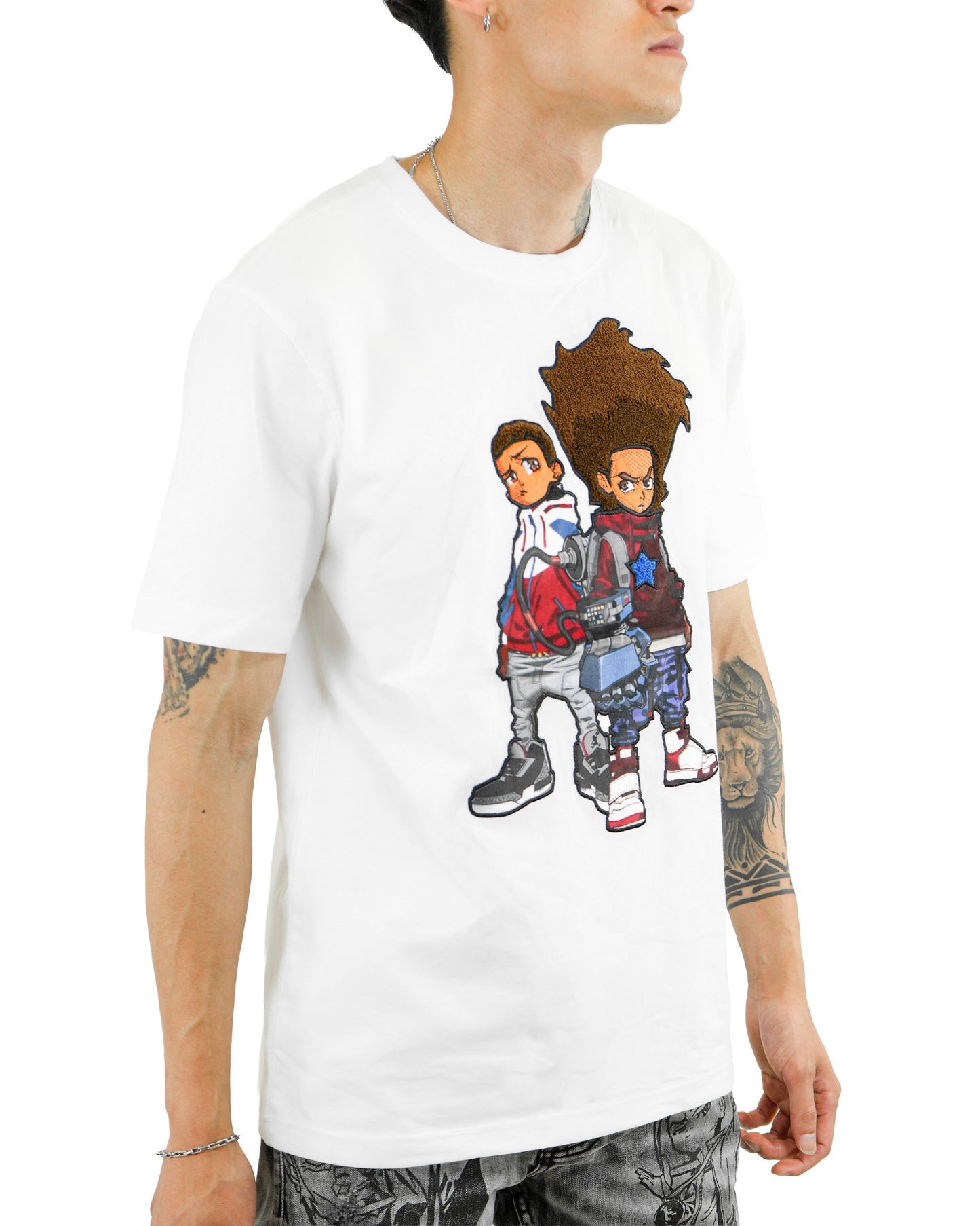 The Boondocks - Future Huey & Riley White Knit Mens T Shirt