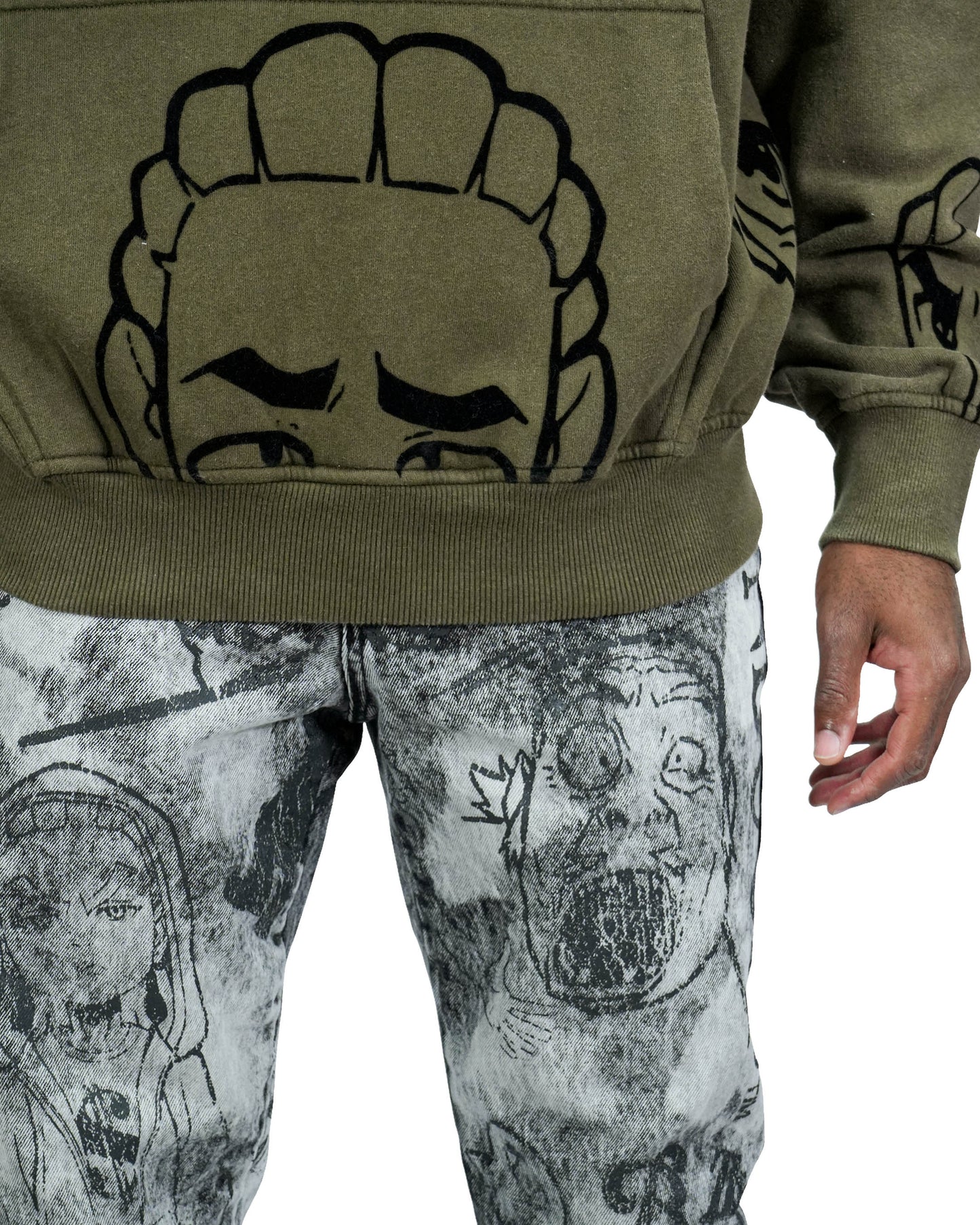 The Boondocks Riley Mashup Olive Mens Hoodie