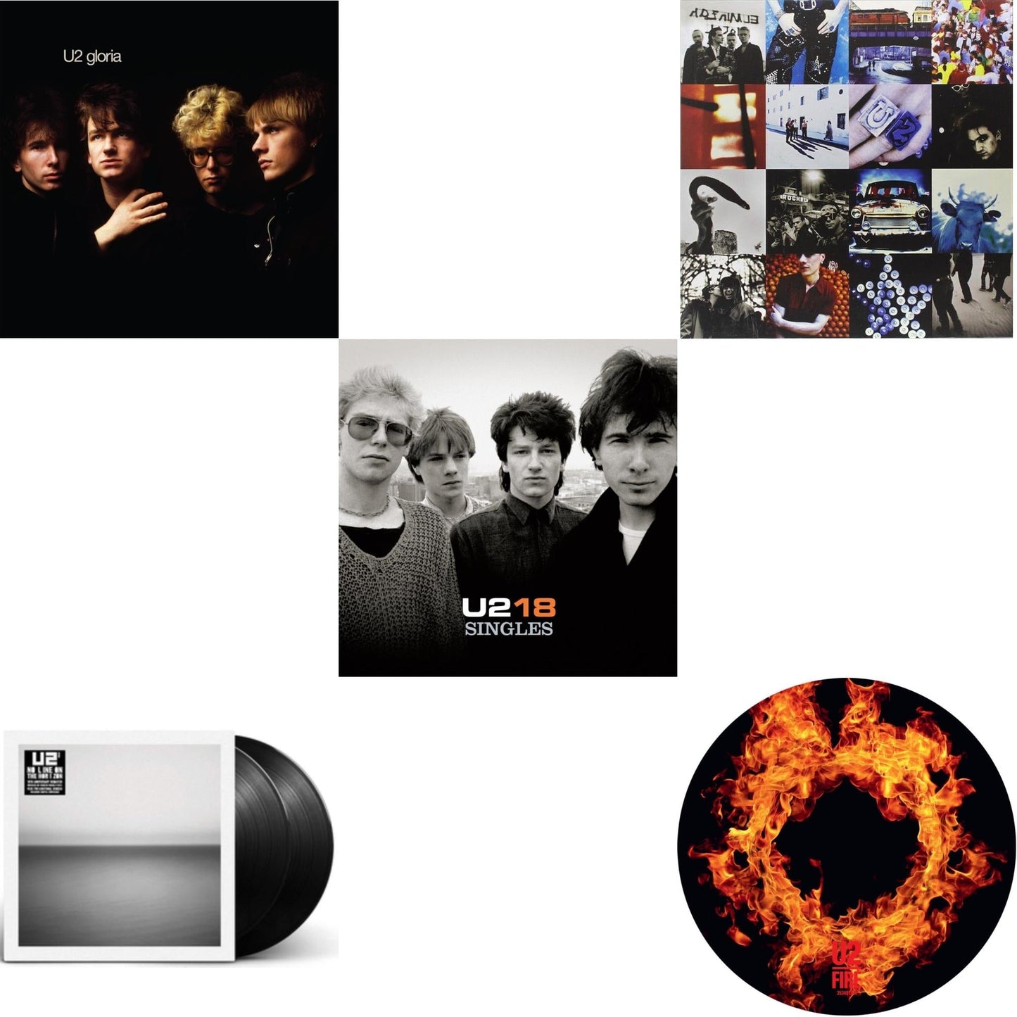 U2 - Fire (40Th Anniversary Edition/Picture Disc) & Gloria (40Th Anniversary/180G/Transparent Yellow LP Vinyl) & U218 Singles & Achtung Baby (180G/2 LP) & No Line On The Horizon (2 LP)