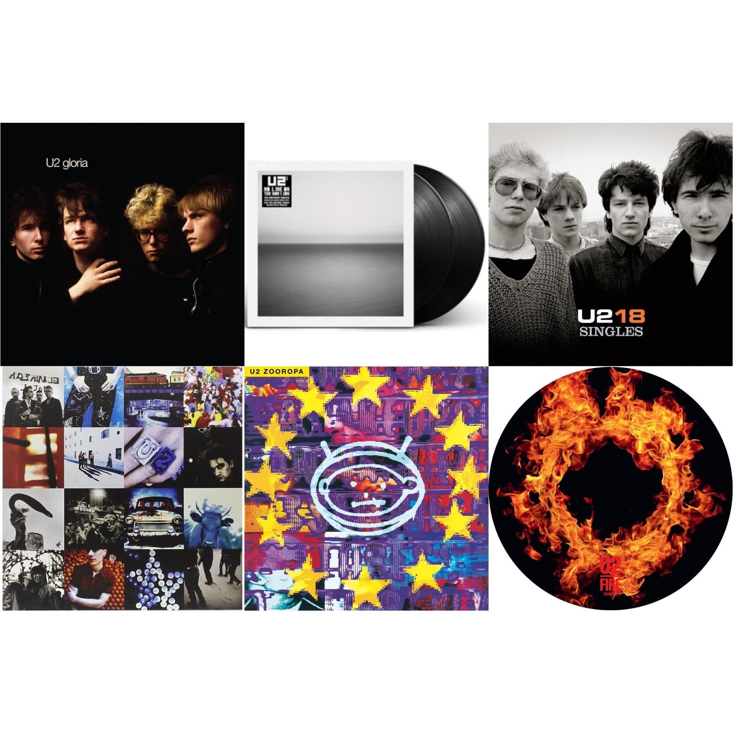 U2 - Fire (40Th Anniversary Edition/Picture Disc) & Gloria (40Th Anniversary/180G/Transparent Yellow LP Vinyl) & Zooropa (Transparent Yellow/2LP) & U218 Singles & Achtung Baby (180G/2 LP) & No Line On The Horizon (2 LP)