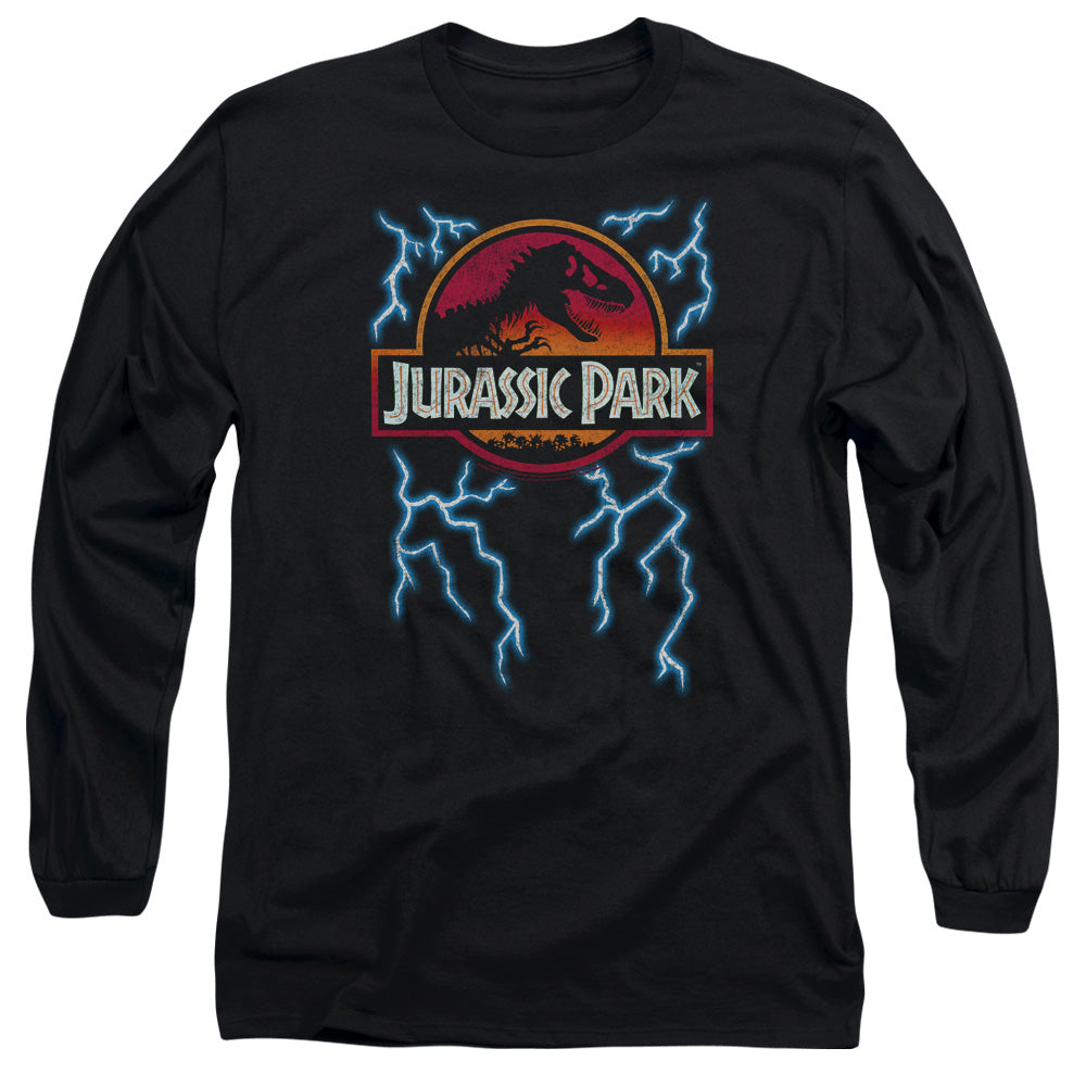Jurassic Park Lightning Logo Mens Long Sleeve Shirt Black Officially Licensed