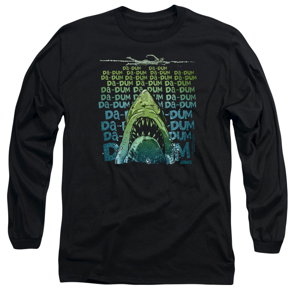 Jaws Da Dum Mens Long Sleeve Shirt Black Officially Licensed