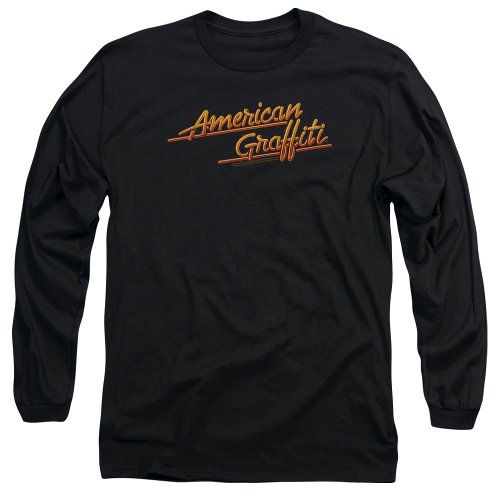 American Graffiti Neon Logo Mens Long Sleeve Shirt Black Black Officially Licensed