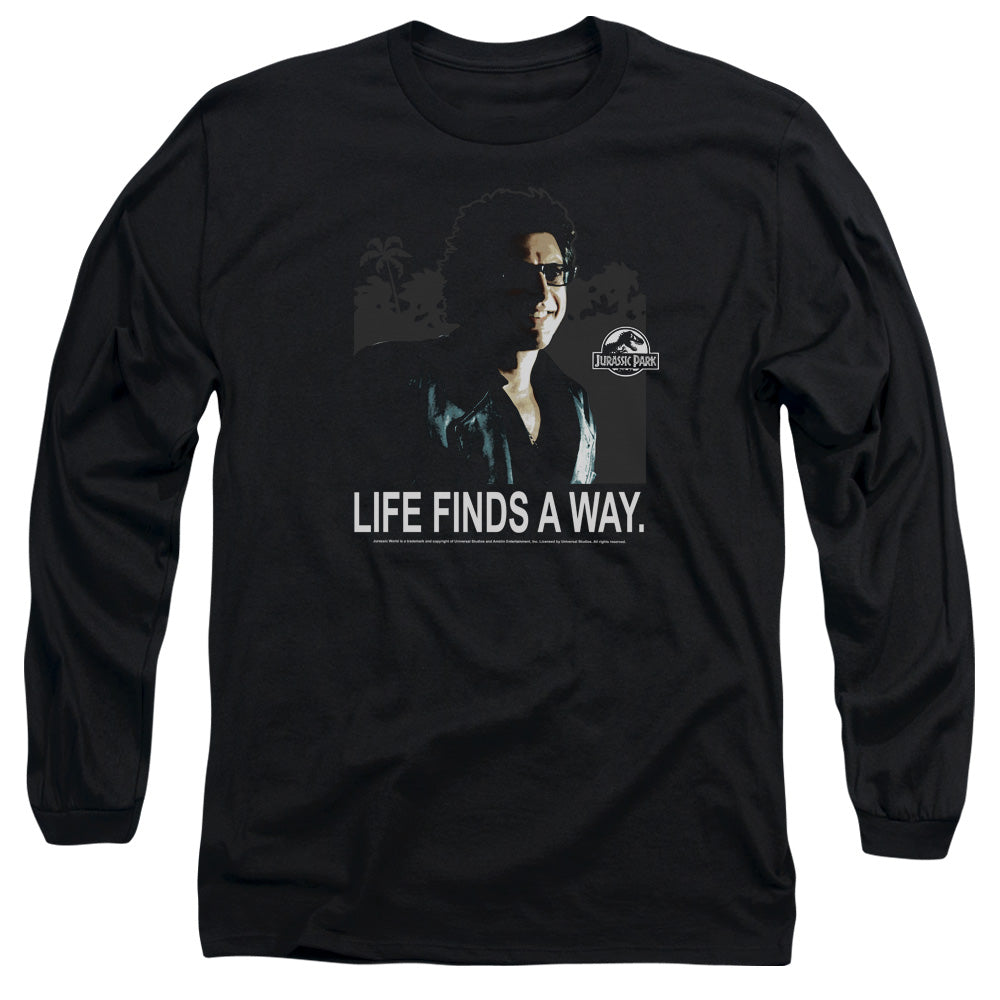 Jurassic Park Life Finds A Way Mens Long Sleeve Shirt Black Officially Licensed