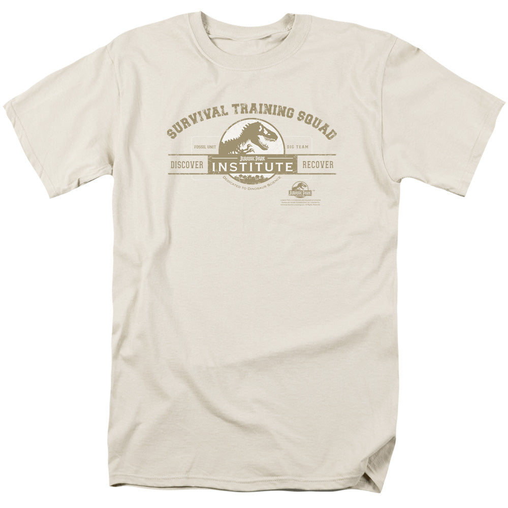 Jurassic Park Survival Training Squad Mens T Shirt Sand