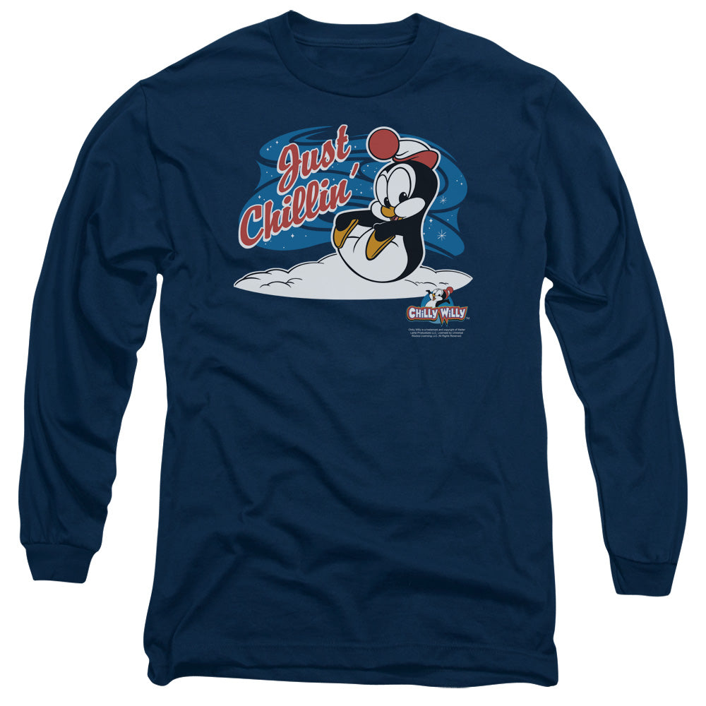 Chilly Willy Just Chillin Mens Long Sleeve Shirt Navy Officially Licensed Officially Licensed