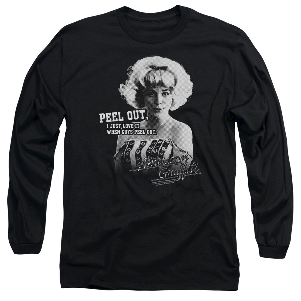 American Graffiti Peel Out Mens Long Sleeve Shirt Black Black Officially Licensed
