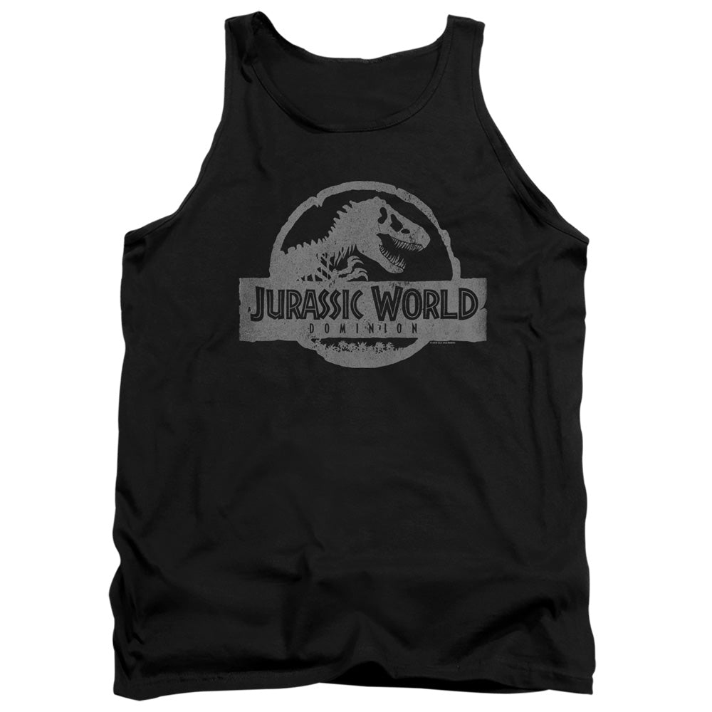Jurassic World Dominion Vintage Logo Mens Tank Top Shirt Black Officially Licensed
