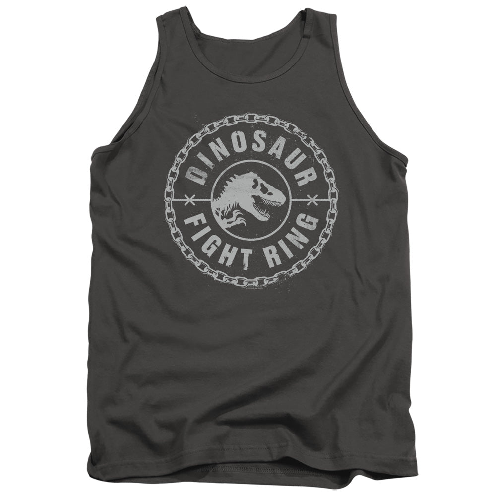 Jurassic World Dino Fight Ring Mens Tank Top Shirt Charcoal Officially Licensed
