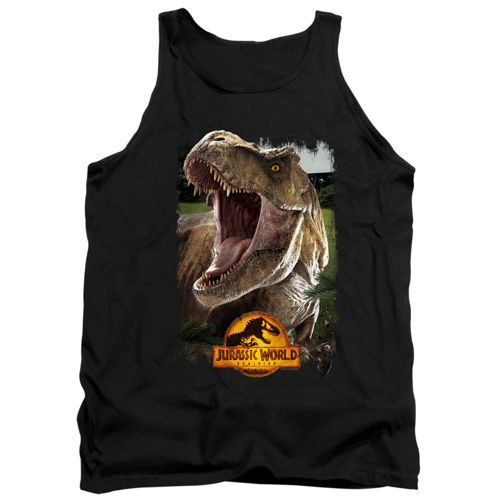 Jurassic World Rex Beauty Shot Mens Tank Top Shirt Black Officially Licensed