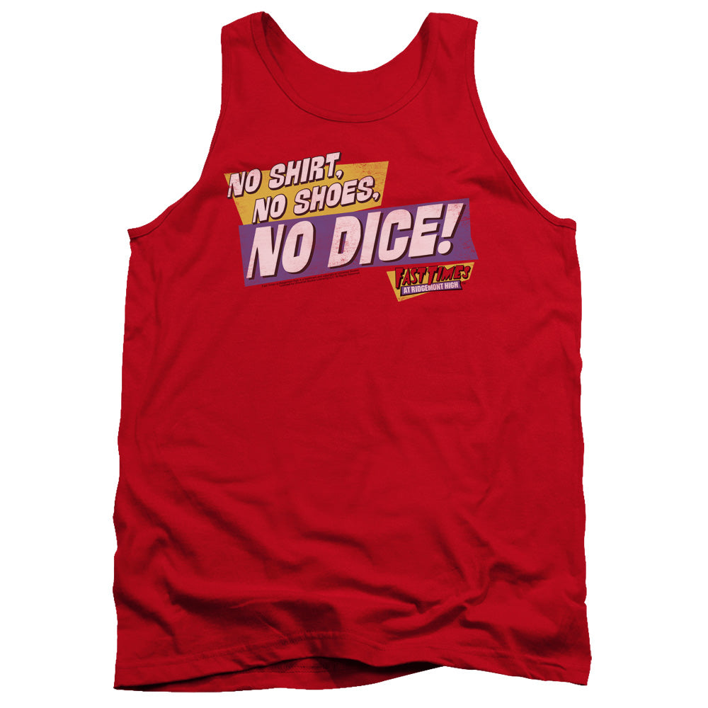 Fast Times Ridgemont High No Dice Mens Tank Top Shirt Red Red Officially Licensed