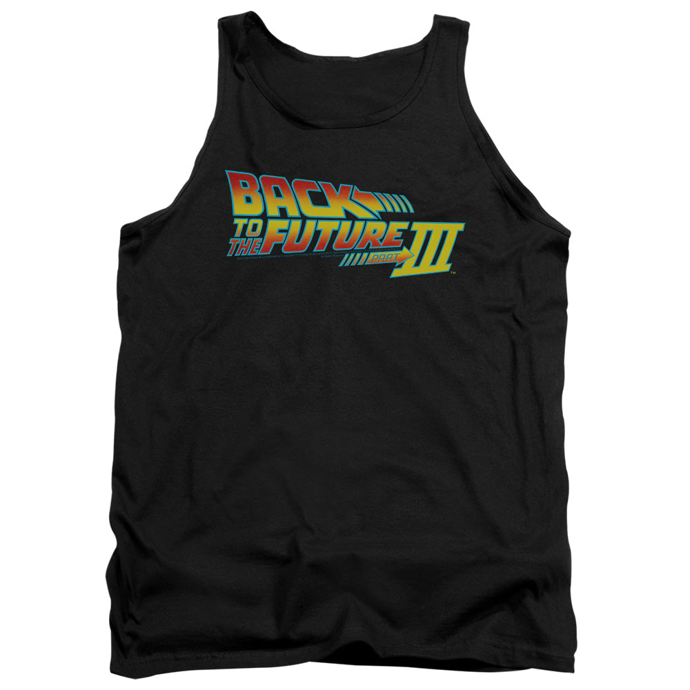 Back To The Future Iii Logo Mens Tank Top Shirt Black Black Officially Licensed