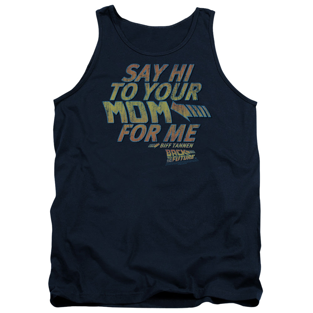 Back To The Future Say Hi Mens Tank Top Shirt Navy Navy Officially Licensed