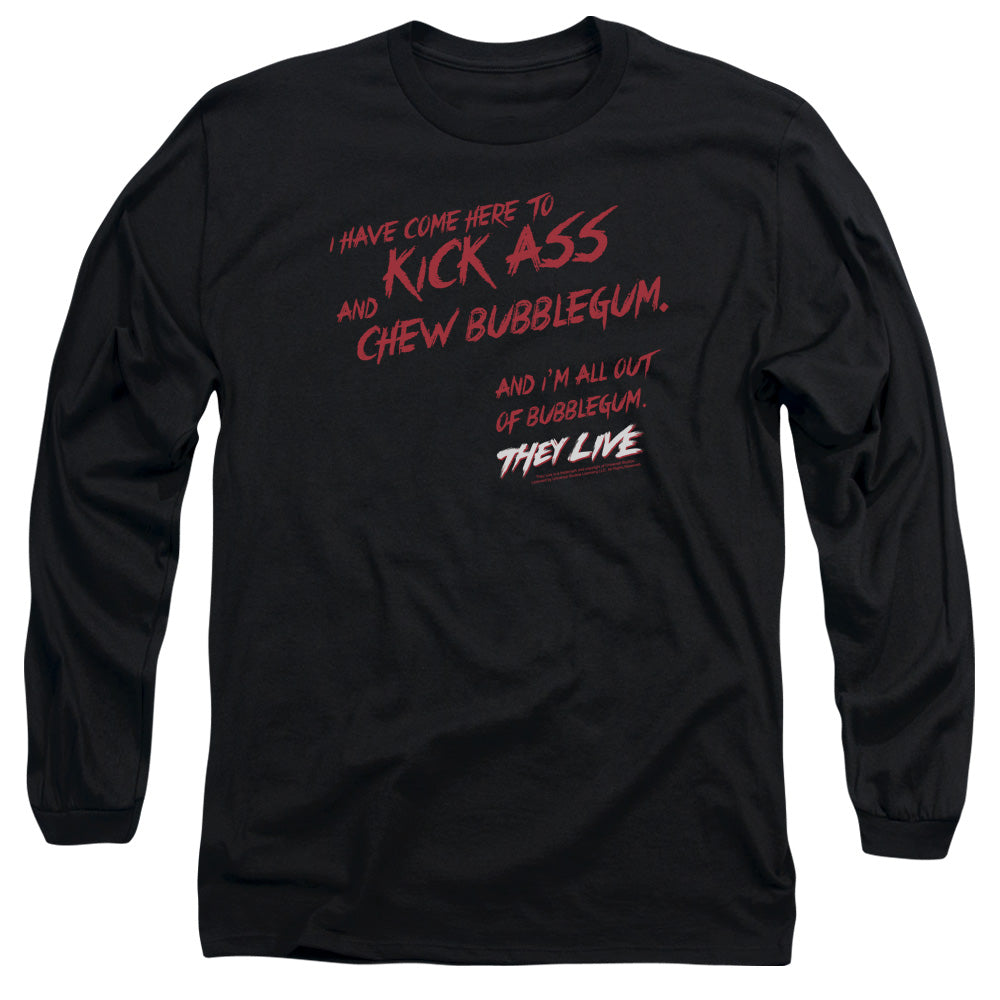 They Live Chew Bubblegum Mens Long Sleeve Shirt Black Officially Licensed