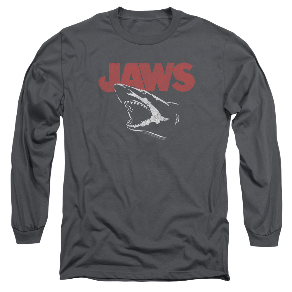 Jaws Cracked Jaw Mens Long Sleeve Shirt Charcoal Officially Licensed