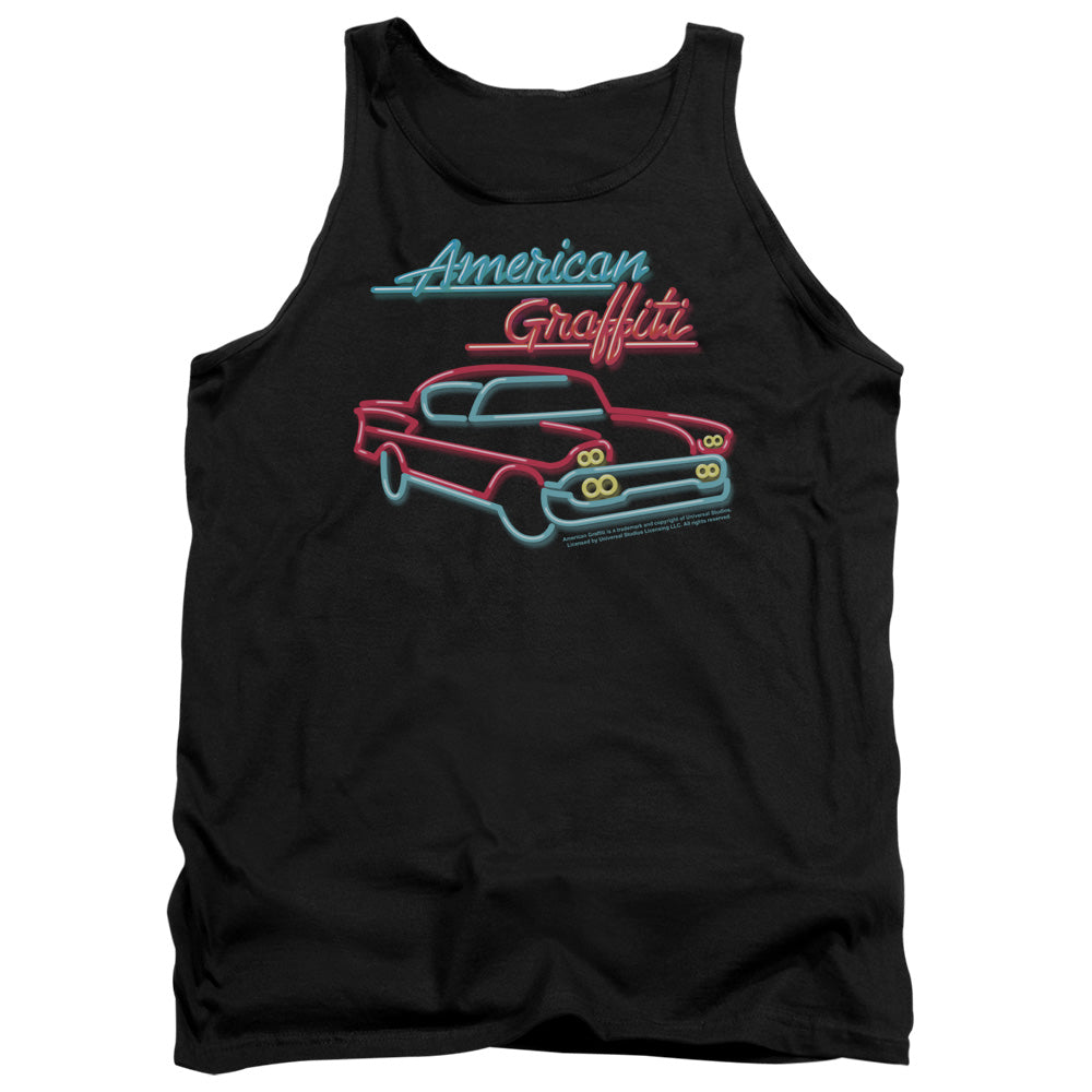 American Grafitti Neon Mens Tank Top Shirt Black Black Officially Licensed