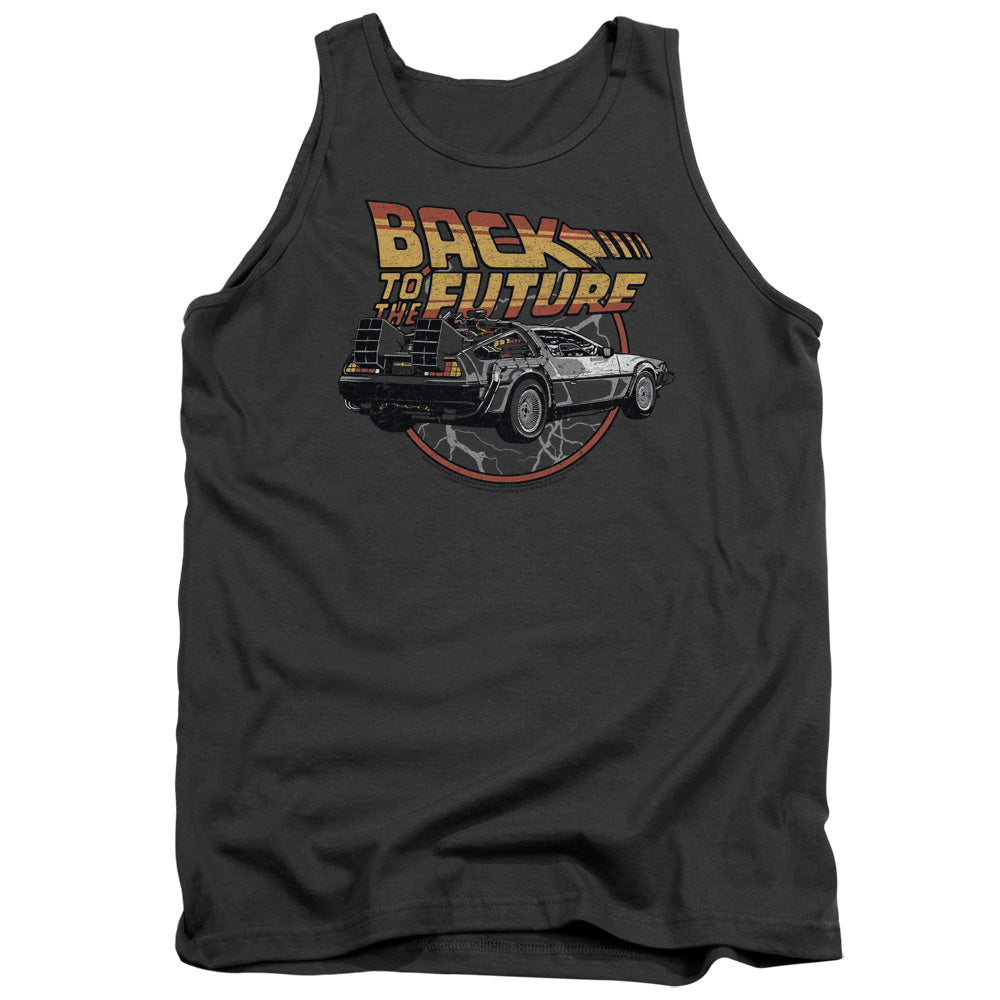 Back To The Future Time Machine Mens Tank Top Shirt Charcoal Charcoal Officially Licensed