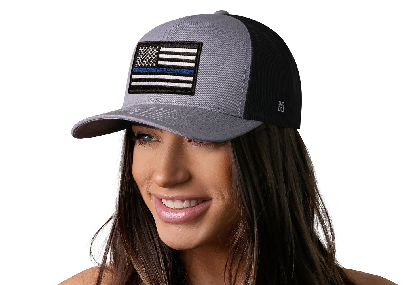 Thin Blue Line Trucker Hat | Gray-Black Police Snapback