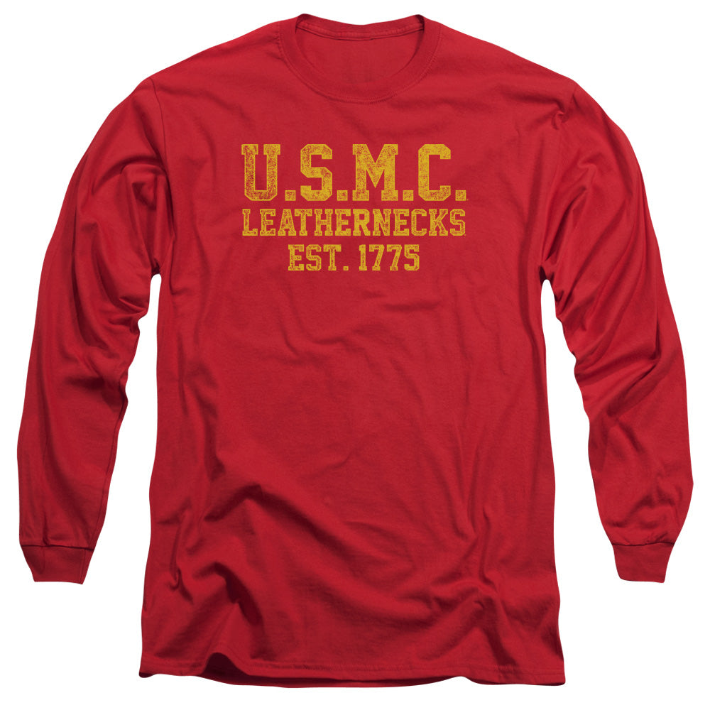 Us Marine Corps Leathernecks Mens Long Sleeve Shirt Red Officially Licensed