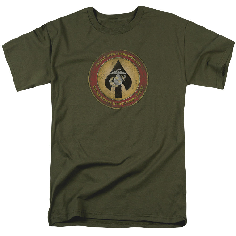 Us Marine Corps Special Operations Command Patch Mens T Shirt Military Green Officially Licensed