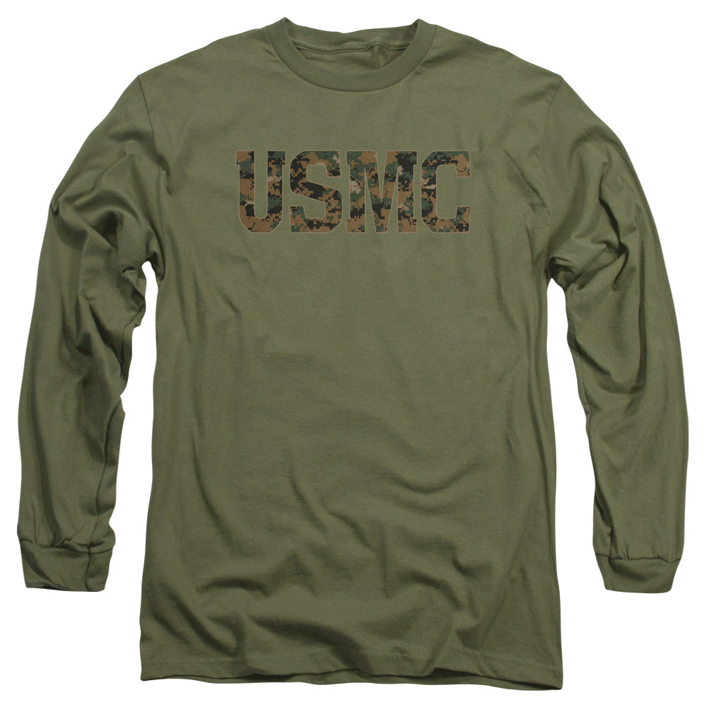 Us Marine Corps Usmc Camo Fill Mens Long Sleeve Shirt Military Green Officially Licensed