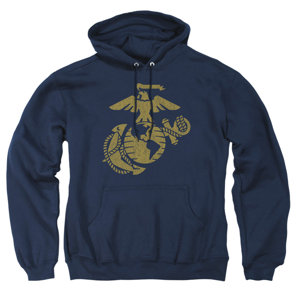Us Marine Corps Gold Emblem Mens Hoodie Navy Officially Licensed