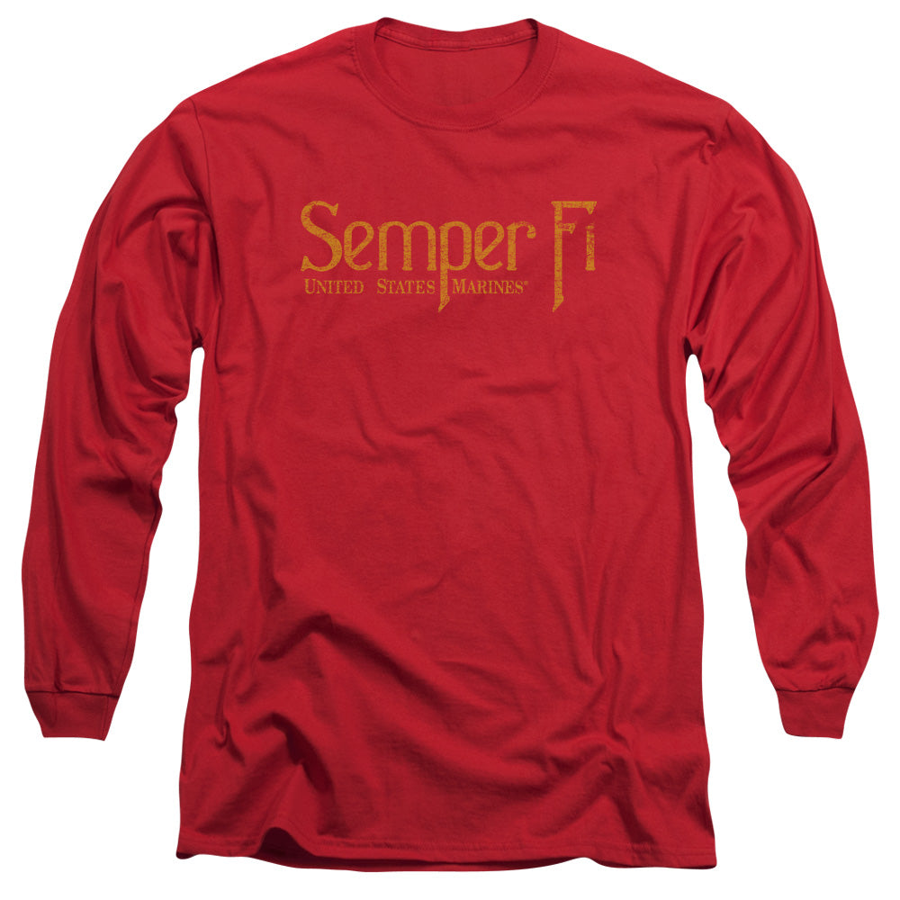 Us Marine Corps Semper Fi Mens Long Sleeve Shirt Red Officially Licensed
