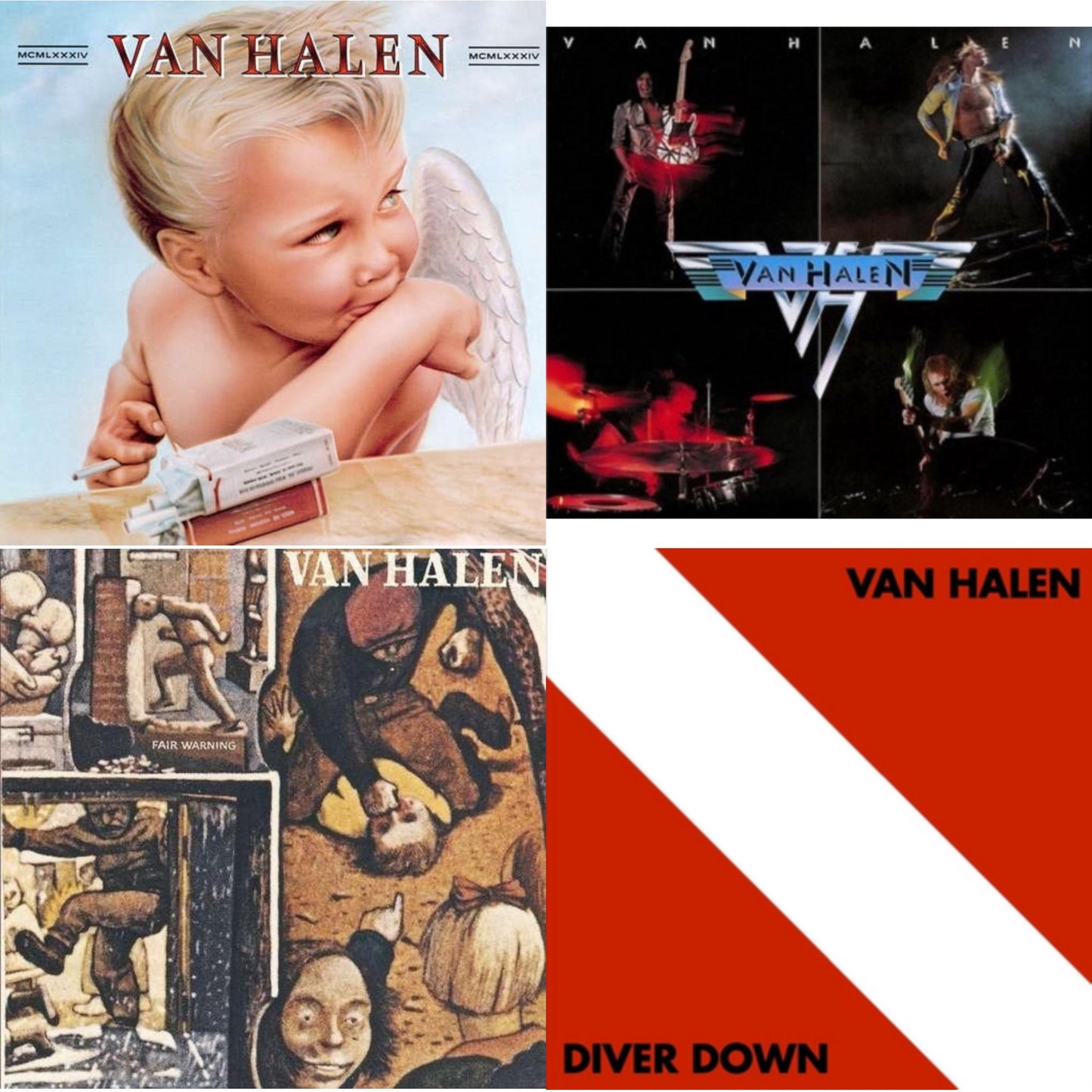 Van Halen - 1984 & Van Halen (Digitally Remastered) & Fair Warning & Diver Down - LP Vinyl Bundle