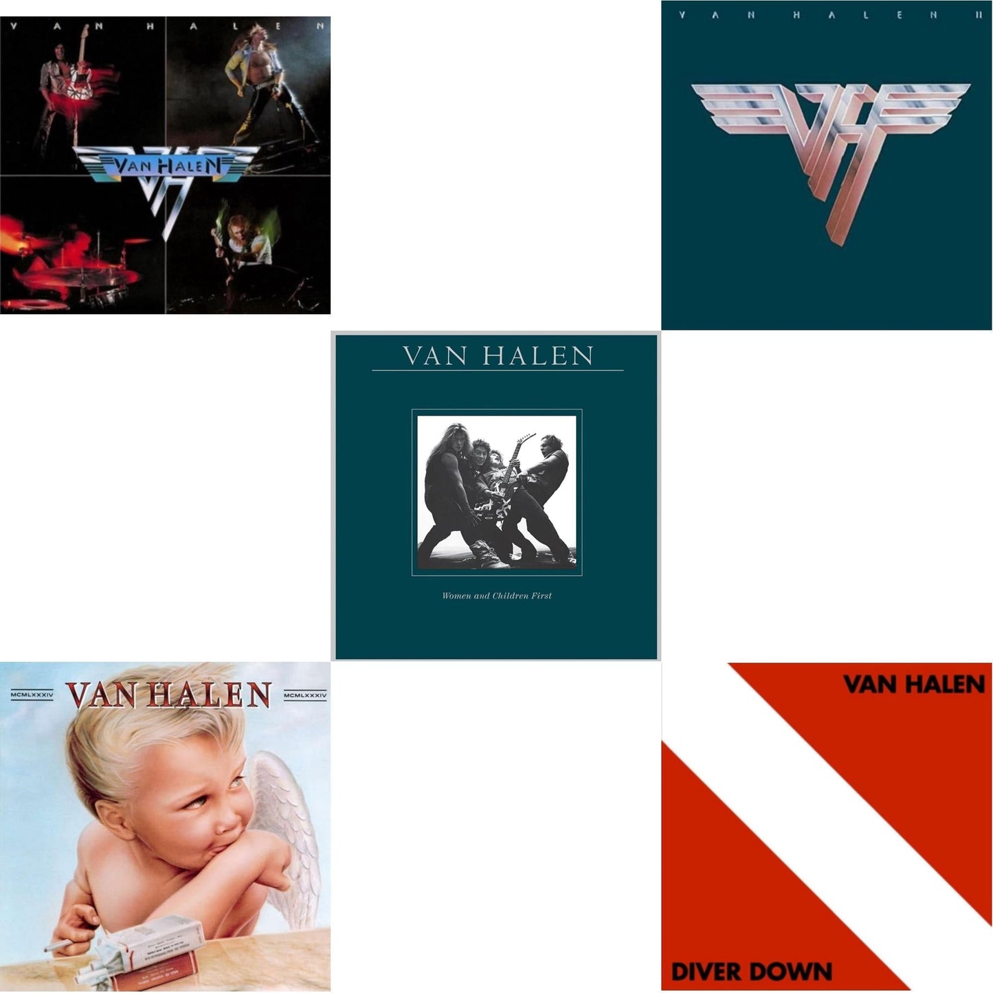 Van Halen - Van Halen Ii (180G/Remastered) & Women & Children First & Diver Down & Van Halen (Digitally Remastered) & 1984 - LP Vinyl Bundle