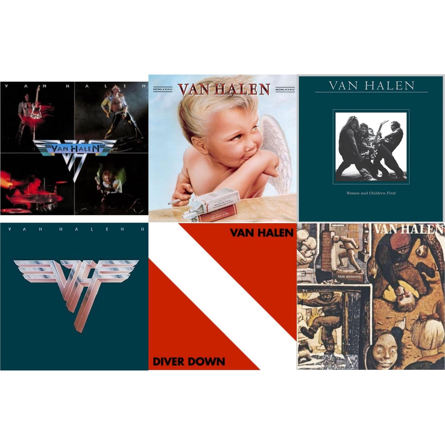 Van Halen - Van Halen Ii (180G/Remastered) & Women & Children First & Fair Warning & Diver Down & Van Halen (Digitally Remastered) & 1984 - LP Vinyl Bundle