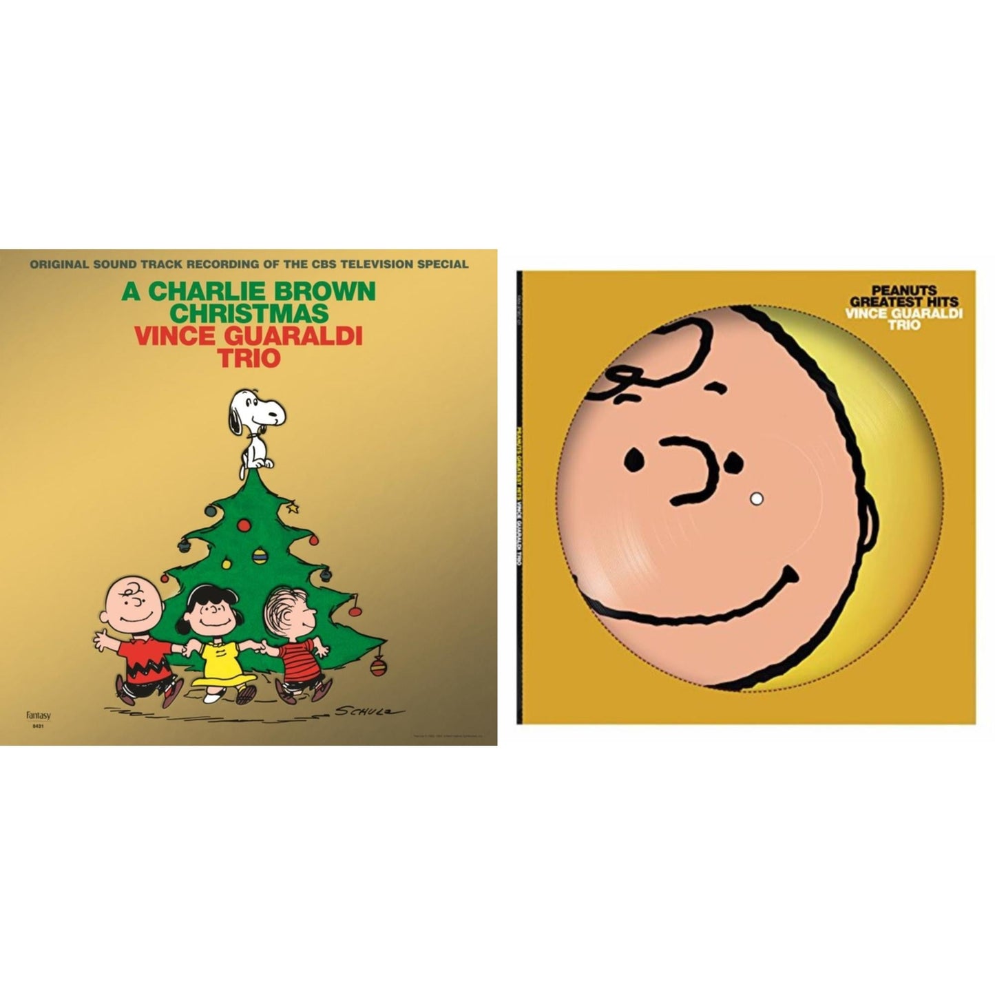 Vince Trio Guaraldi - Peanuts Greatest Hits (Picdisc) & Charlie Brown Christmas (2022 Gold Foil Edition) - LP Vinyl Bundle