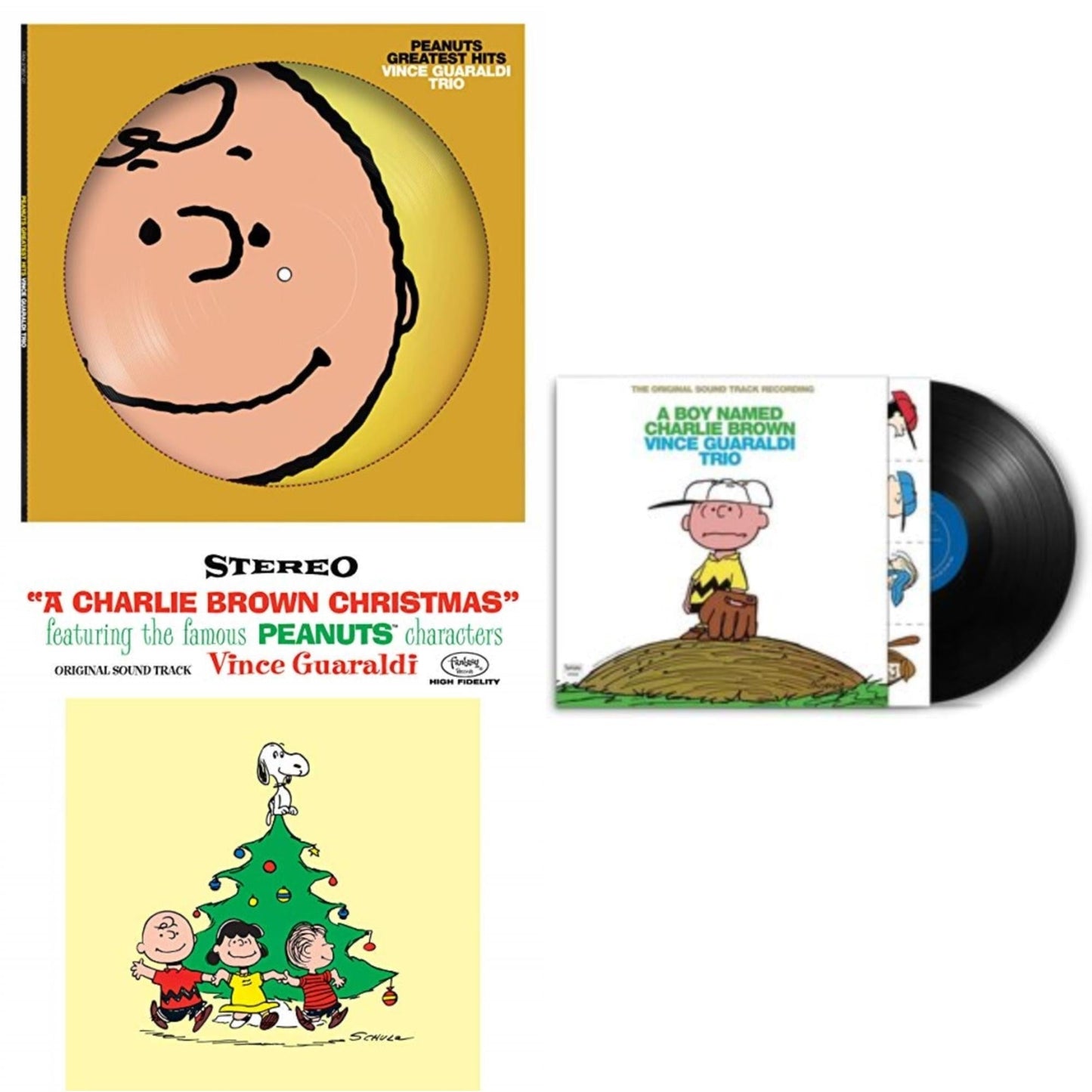 Vince Trio Guaraldi - Charlie Brown Christmas (180G) & Boy Named Charlie Brown & Peanuts Greatest Hits (Picdisc) - LP Vinyl Bundle
