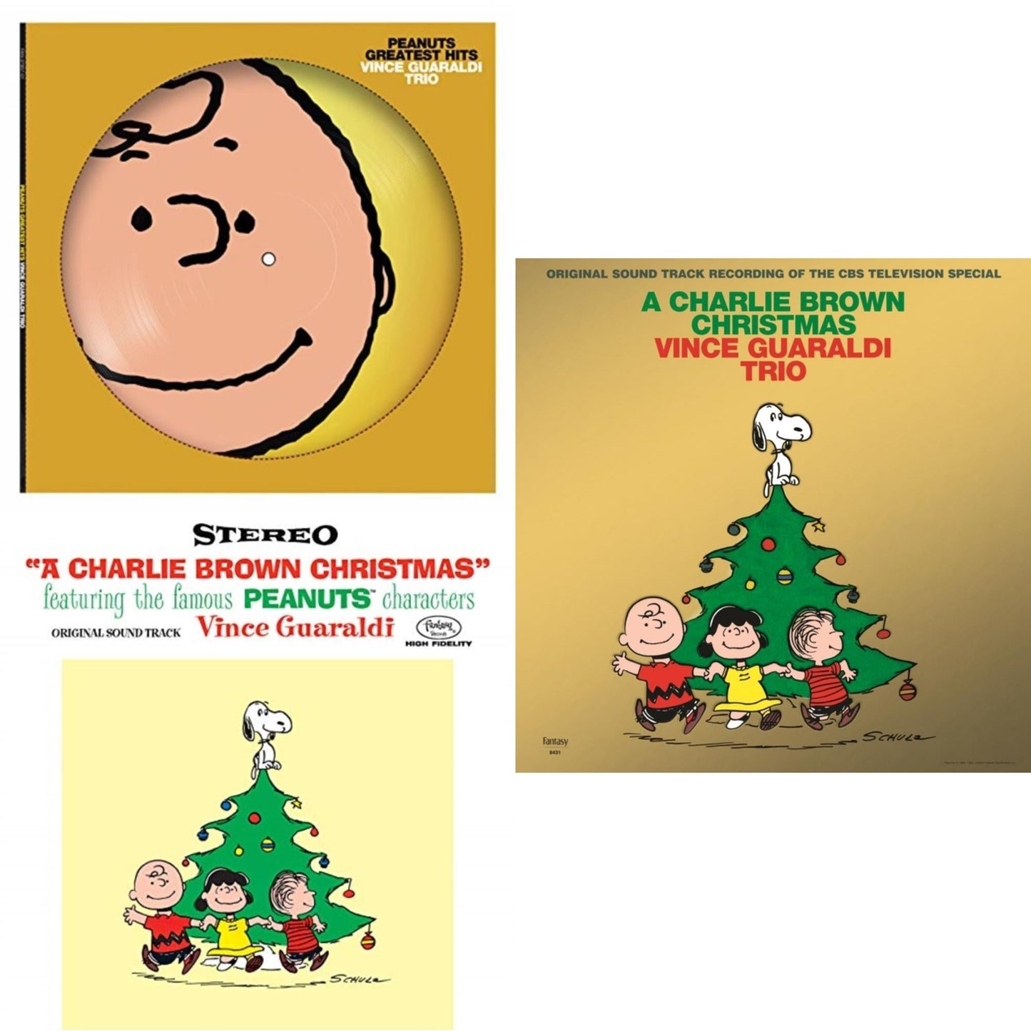 Vince Trio Guaraldi - Peanuts Greatest Hits (Picdisc) & Charlie Brown Christmas (180G) & Charlie Brown Christmas (2022 Gold Foil Edition) - LP Vinyl Bundle