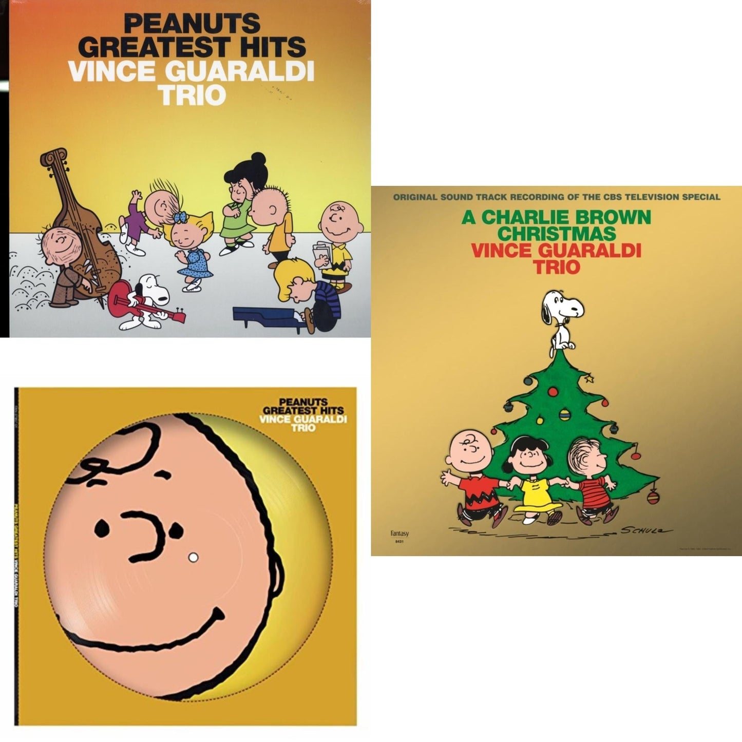 Vince Trio Guaraldi - Peanuts Greatest Hits & Peanuts Greatest Hits (Picdisc) & Charlie Brown Christmas (2022 Gold Foil Edition) - LP Vinyl Bundle