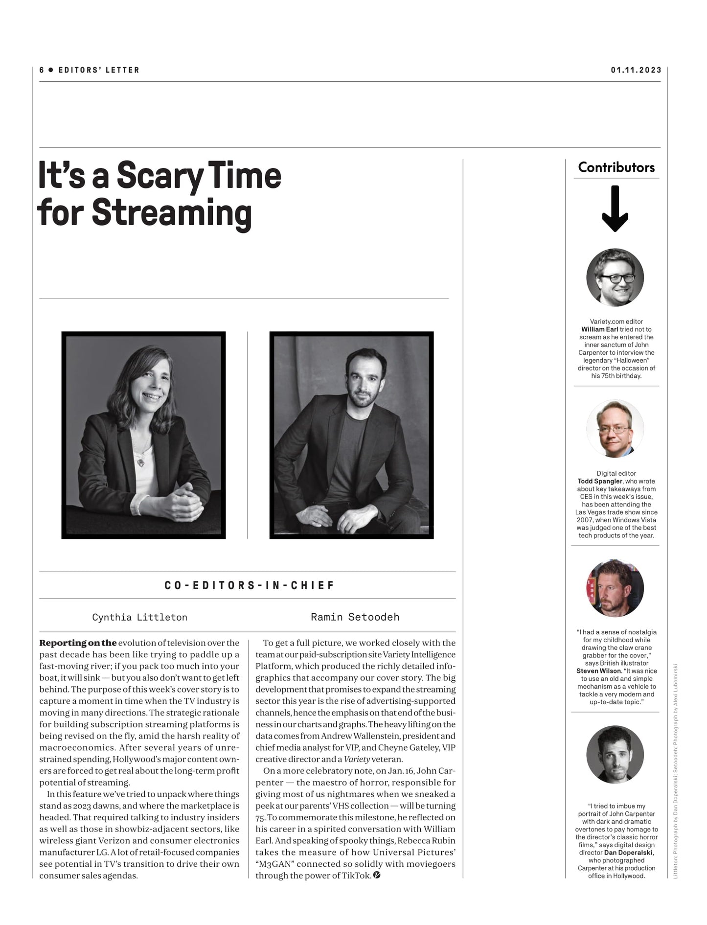 Variety - 23.01.11 Edition: Clawing Back, Hollywood Gets Real About The Economics Of Streaming, Back To The Bundle?, Director John Carpenter Talks His Career, M3GAN Beating Box Office Blues & More!