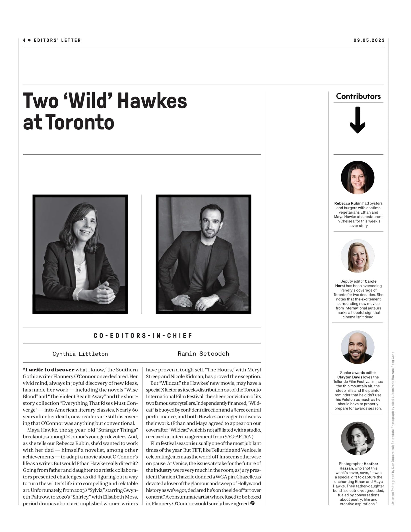 Variety - 23.09.05 Edition: Stranger Things, Father-Daughter Duo Ethan Hawke & Maya Hawke Who Plays Writer Flannery O'Connor In Indie Film Wildcat, 2023 Toronto International Film Festival & More!