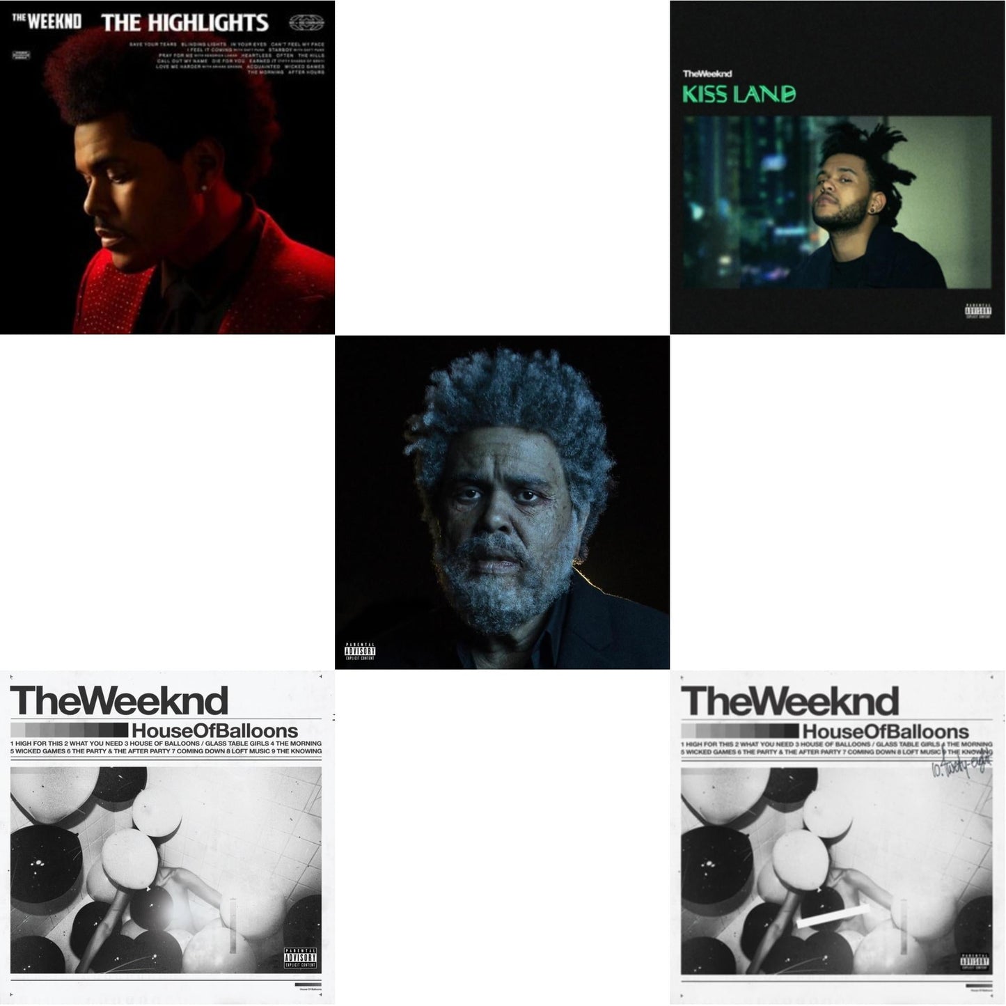 Weeknd - Highlights (2LP) & House Of Balloons (10Th Anniversary) (2LP) & Dawn Fm (X) (2LP) & Kiss Land (2LP) & House Of Balloons (X)
