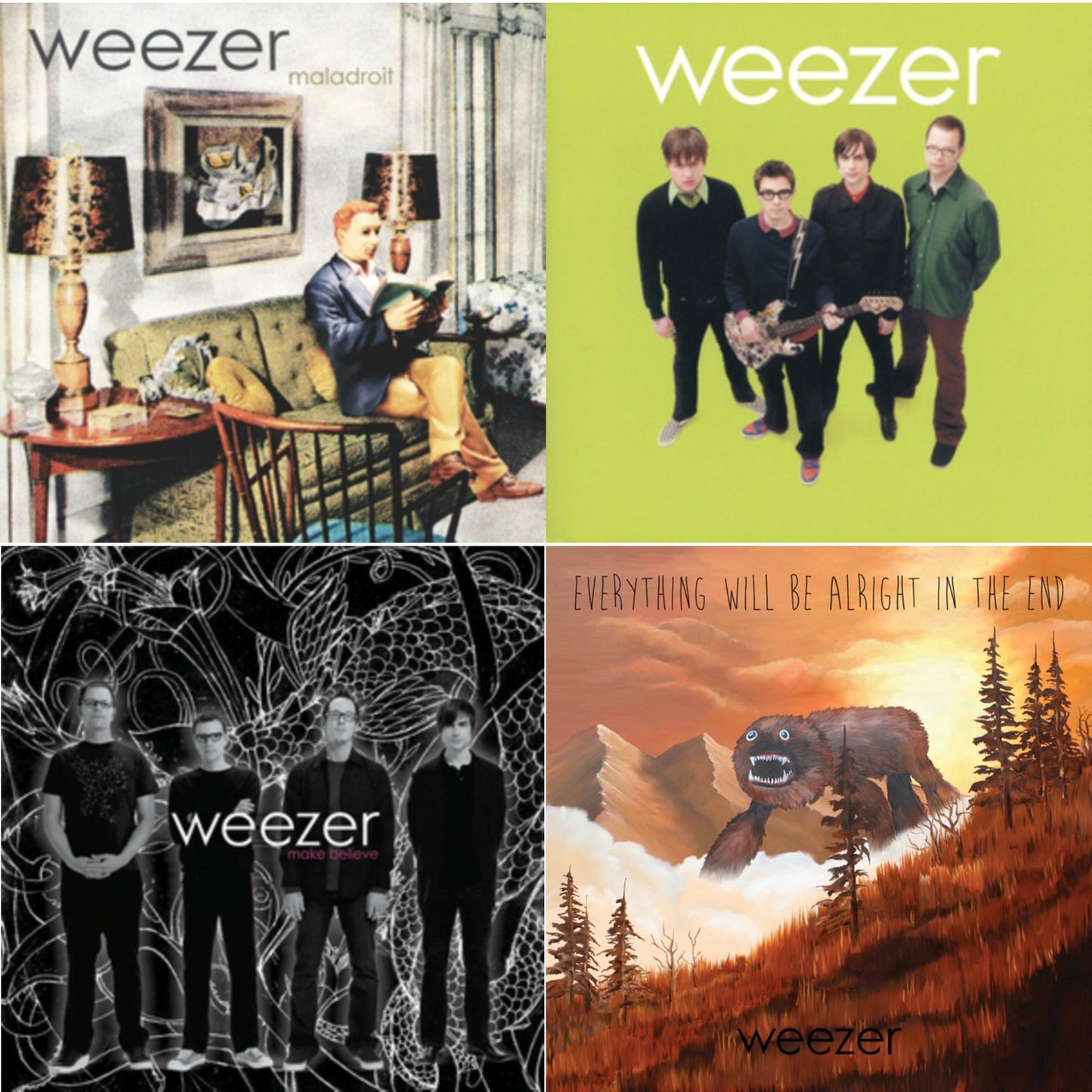 Weezer - Everything Will Be Alright In The End & Weezer (Green Album) & Maladroit & Make Believe - LP Vinyl Bundle