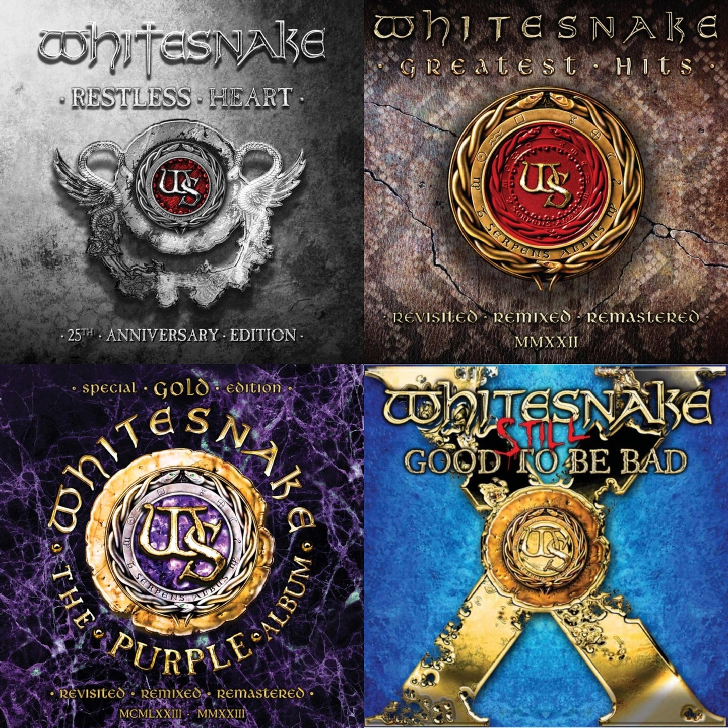 Whitesnake - Restless Heart (2021 Remix) (2LP) & Greatest Hits & Purple Album: Special Gold Edition (2LP) & Still Good To Be Bad (2LP)