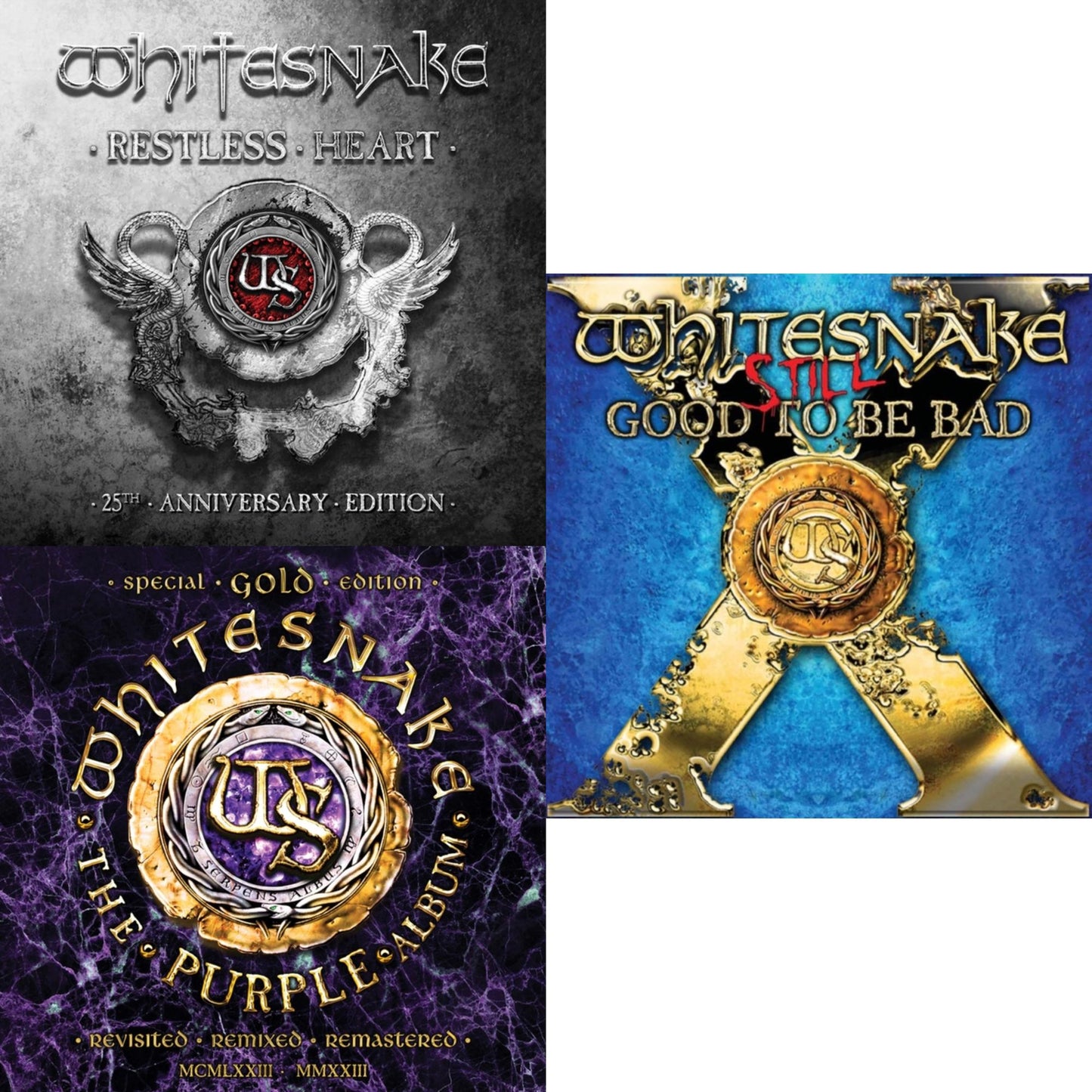 Whitesnake - Restless Heart (2021 Remix) (2LP) & Purple Album: Special Gold Edition (2LP) & Still Good To Be Bad (2LP)
