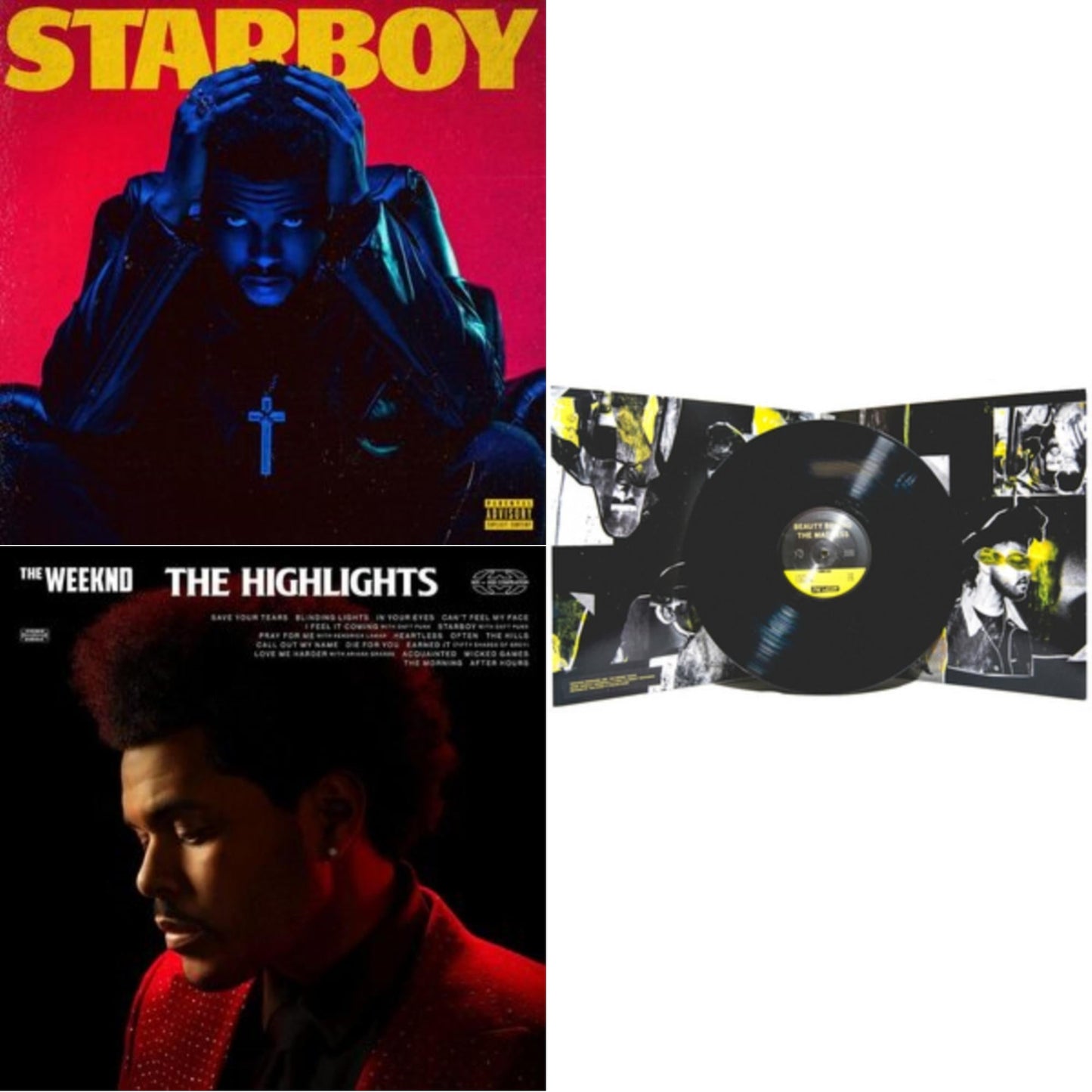 Weeknd - Highlights (2LP) & Beauty Behind The Madness (X) & Starboy (2LP/Translucent Red Vinyl/Gatefold)