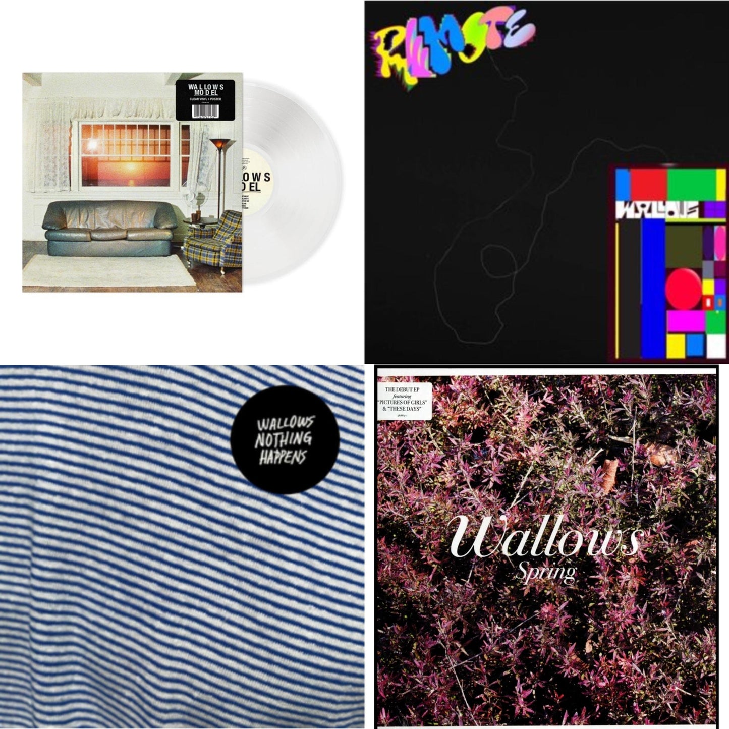 Wallows - Model (Clear LP Vinyl) & Remote (Pink LP Vinyl/Etched B-Side) & Nothing Happens (LP/Dl Code) & Spring Ep (X) (Pink & Green LP Vinyl)