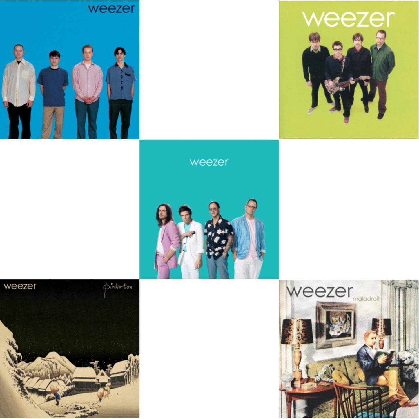 Weezer - Weezer: Teal Album & Weezer (Blue Album) & Pinkerton & Weezer (Green Album) & Maladroit - LP Vinyl Bundle