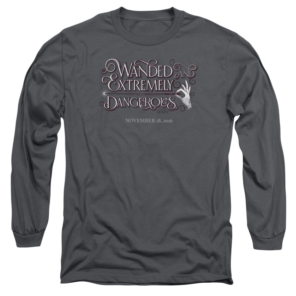 Fantastic Beasts Wanded Mens Long Sleeve Shirt Charcoal Officially Licensed Officially Licensed