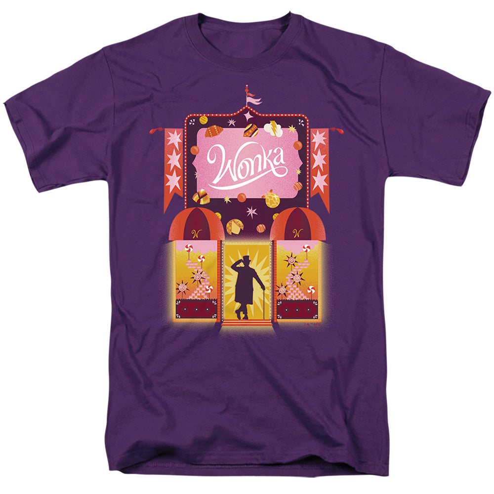 Willy Wonka And The Chocolate Factory Shop Mens T Shirt Purple Officially Licensed